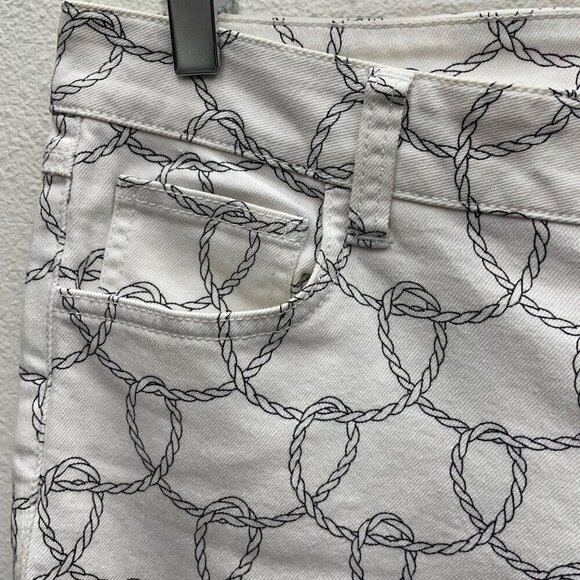 CAbi #761 Nautical Rope Print Bootlet Denim Cropped Pants Size 6 - Picture 4 of 12